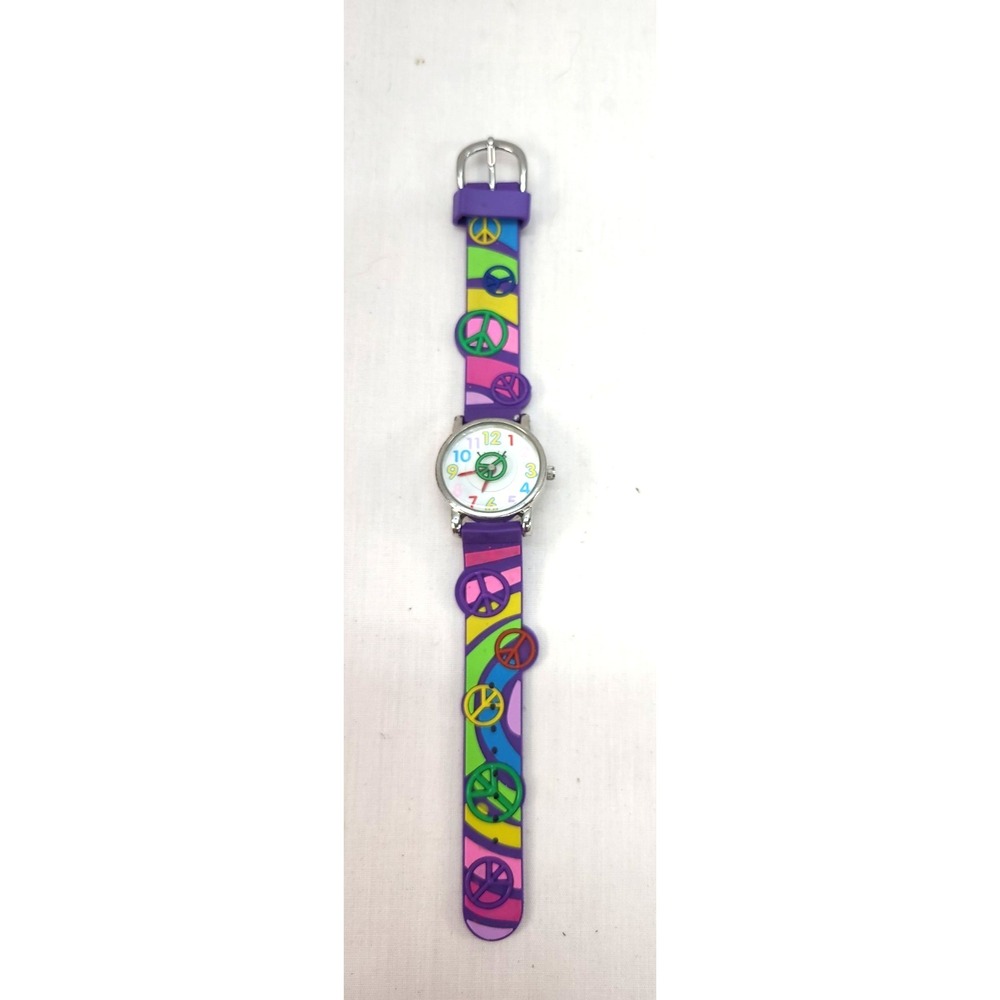 Ricci Kids Peace Sign Style Purple Band Water Resistant New Battery Works